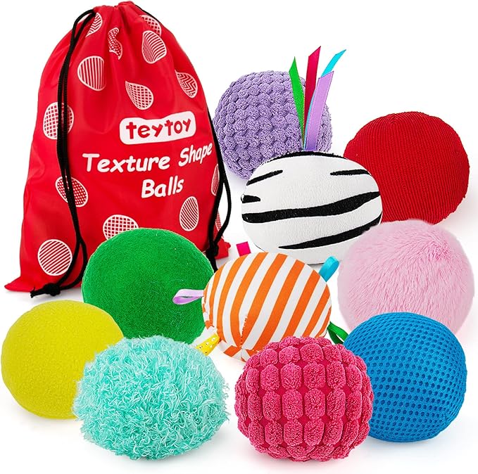 Baby Sensory Texture Ball Toy Set,10Pcs Montessori Toys for Babies 6-12 Months,Develop Fine Motor & Sensory Play for Newborns’ Early Learning,Fidget Stress Toys for Autism/Anxiety Relief.
