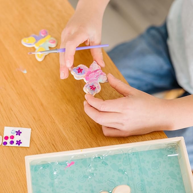 Melissa & Doug Created By Me! Paint & Decorate Your Own Wooden Magnets Craft Kit – Butterflies, Hearts, Flowers - Kids Craft Kits, Great Activity For Rainy Days And Party Favors, Ages 4+