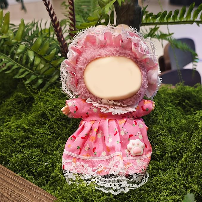 17cm Doll Clothes Set, Cute Girls Doll Outfits Set , 3 PCS Pink Cat Paw Princess Dress Outfits Exquisite Accessories