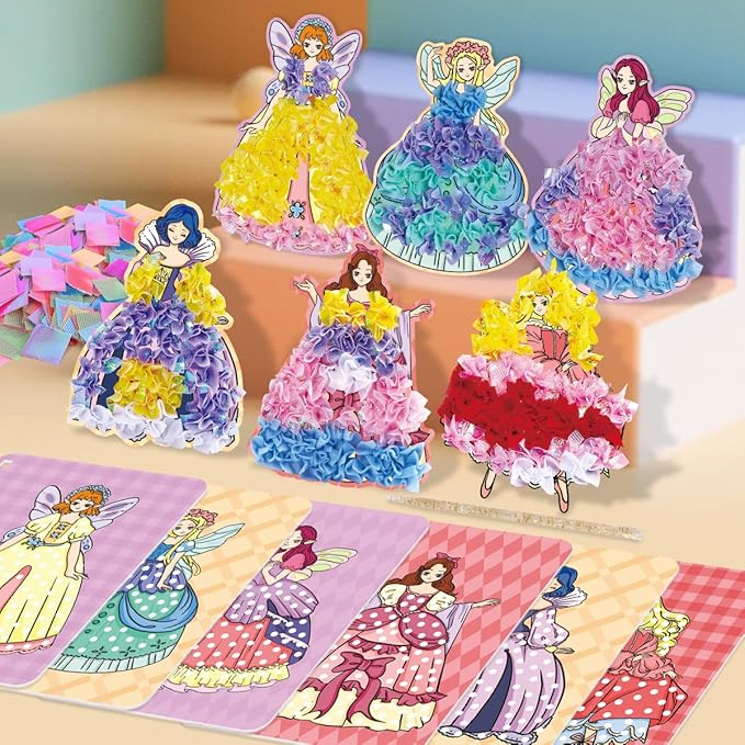 BLXIN Poke-Art Princess Craft Kit, Girls DIY Paper Art Set with Castle, Creative Educational Activity,Crafts Gifts for Girls Ages 3-8, DIY Activity