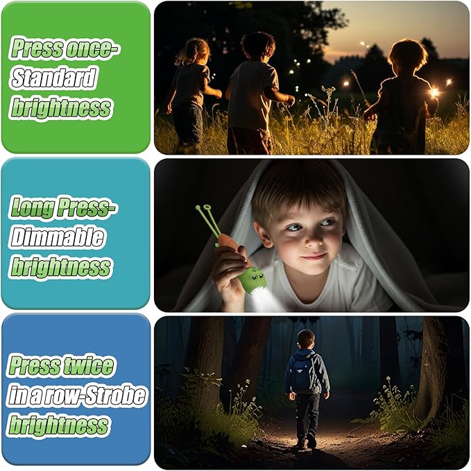 Tremdwoto Kids Flashlight Rechargeable, Small LED Turtle Child Flashlights, Birthday Gifts for Boys&Girls, Flash Light, Handheld Flashlights for Children, Turtle Toddler Flashlight for Camping, Home