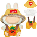 17cm Design Clothes for Labubu Doll - Kawaii Chic Style Set for 17cm Dolls, Cute Doll Outfit with Accessories - White Shirt + Yellow Pumpkin Romper + Heart Shaped Yellow Hat (Clothes Only)