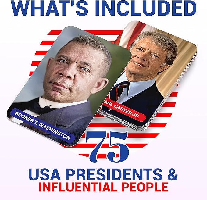 United States History Flash Cards – 75 US American Presidents & Influential People – AP Learning Resource for Studying, Government Teaching Aid Tool, Social Studies Civics Reference – Classroom & Home