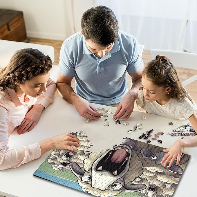 Sheep for Adults Fun Thickened Wooden Jigsaw Puzzles 500 Piece 3D Animal Stress Relief Home Decoration Toy Intellectual Game Education Game Challenge Educational 500pcs (52x38cm)