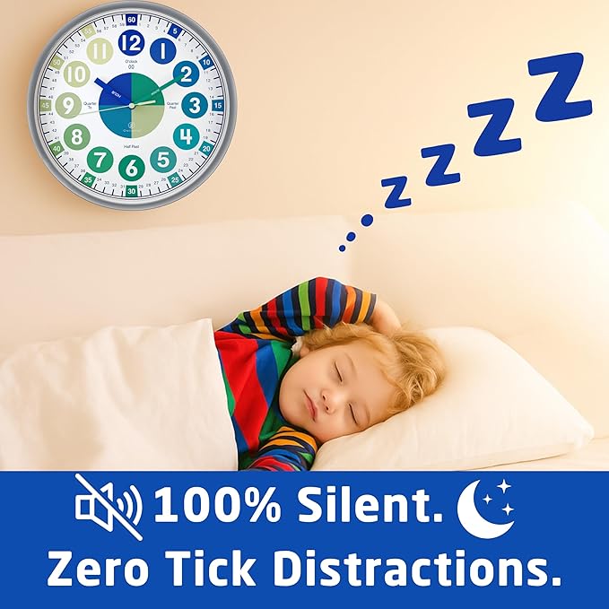 OWLCONIC Kids Analogue Time Teaching Clock Blue Green
