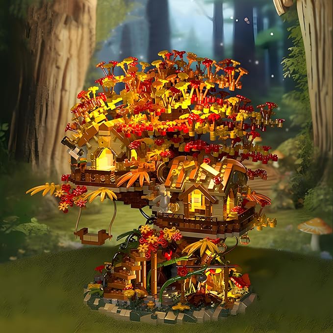 Cherry Blossom Bonsai Tree House Building Blocks Set Plants Flowers Treehouse Architecture Micro Mini Block Kits Gift for Adults and Kids（2725 Pieces）