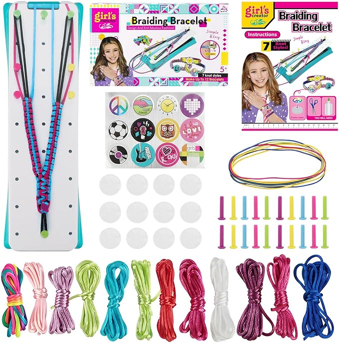 Friendship Bracelet Kit, Bracelet Making Kit, Crafts For Girls Ages 8-12, Bracelet Maker, Girls Toys Age 7 8 9 10 11 Years Old, Best Gift For Girls,Kids Travel Activity Set With Featuring Instructions