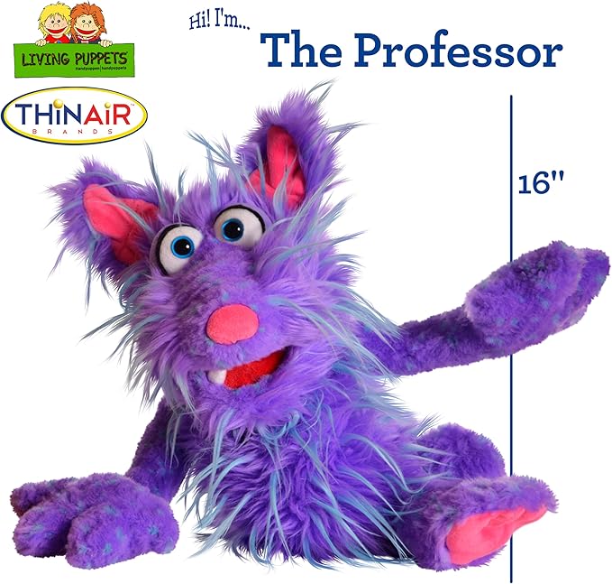 Living Puppets 16-Inch Plush Purple Monster Hand Puppet - Fine European Design, Ultra-Soft and Cuddly, Promotes Child Development, Safety Certified, Teacher-Recommended for Boys and Girls