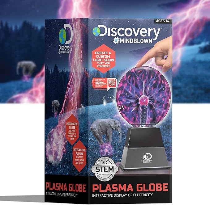 Discovery™ Plasma Globe Lamp, Touch & Sound Sensitive Lightning, Interactive Electric Plasma Ball for Hands-On STEM Learning, Plug-in Bedroom & Desktop Decorative lamp