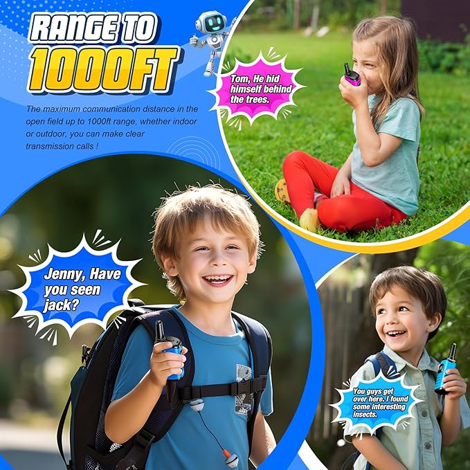 Kids Walkie Talkies Toys for Boys: 3 Pack Robots Walkies Talkies Kids Christmas Birthday Gifts for 3 4 5 6 7 Year Old Boys Girls Toys Age 3-6 5-7 Year Old Boy Girl Stocking Stuffers Outdoor Camping