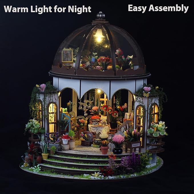 ISSEVE Book Nook Kit, Miniature House Kit with LED Light, Wood Garden DIY Mini House Building Kit, Tiny Dollhouse Home Decor, Halloween Christmas Birthday Crafts Gifts for Adults (Hanging Garden)