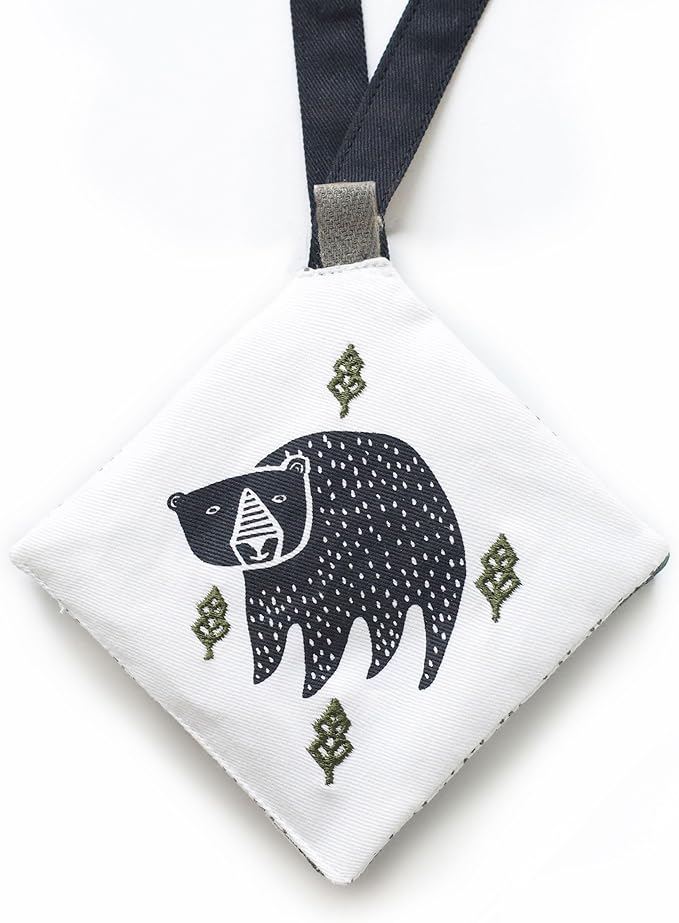 Wee Gallery Woodland Animals Crinkle Pages Stroller Toy, Sensory Hanging Crinkle Toy with Mirror for Babies, High Contrast Animal Art and Montessori Baby Item for Car Seat and Play Gym