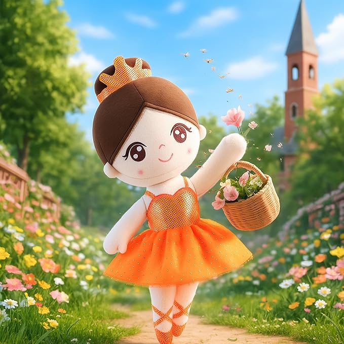 Gloveleya Baby Girl Gifts Dolls Soft Plush Toy Ballet Girl Doll Orange 14 Inches with Gift Box…