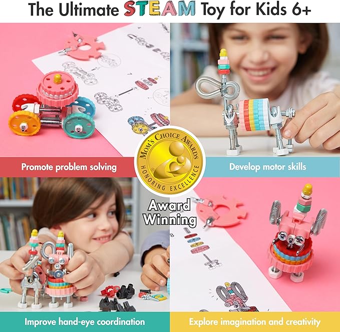 The Off Bits Erector Set: Animal Mini STEM Toys for Kids 6+, Toy Building Sets with Nuts & Bolts, STEM Building Toys Gifts for Boys and Girls (Multicolor)