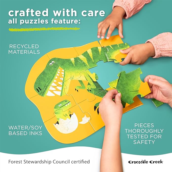Crocodile Creek 36-Piece Jigsaw Floor Puzzle - Fun Floor Puzzles for Kids Ages 3-5 - Heavy-Duty Shaped Box for Storage - Garden Friends - 27" W x 20" H Finished