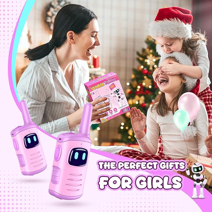 Kids Walkie Talkies Toys for Girls: Toys Walkie Talkies for Kids 2 Pack Christmas Birthday Gifts Stocking Stuffers for 3 4 5-7 Year Old Girls Grandkids Toy Age 4-5 6-8 Years Old Camping Purple