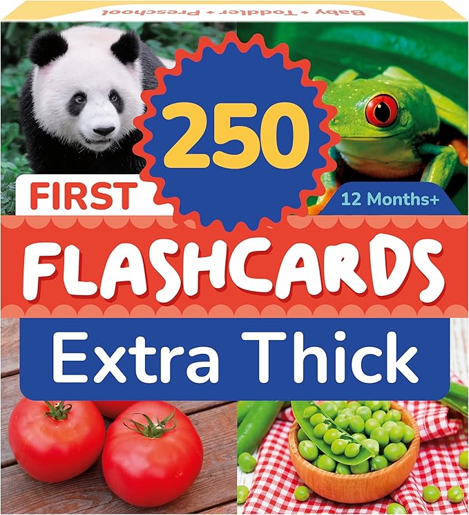 TOYVENTIVE First 250 Thick Toddler Flash Cards, 1 2 3 4 Year Old Letter, Number, Color, Animal, Baby Flash Cards Activities, Montessori Toys for Toddlers and Preschool, Toddler Learning Cards