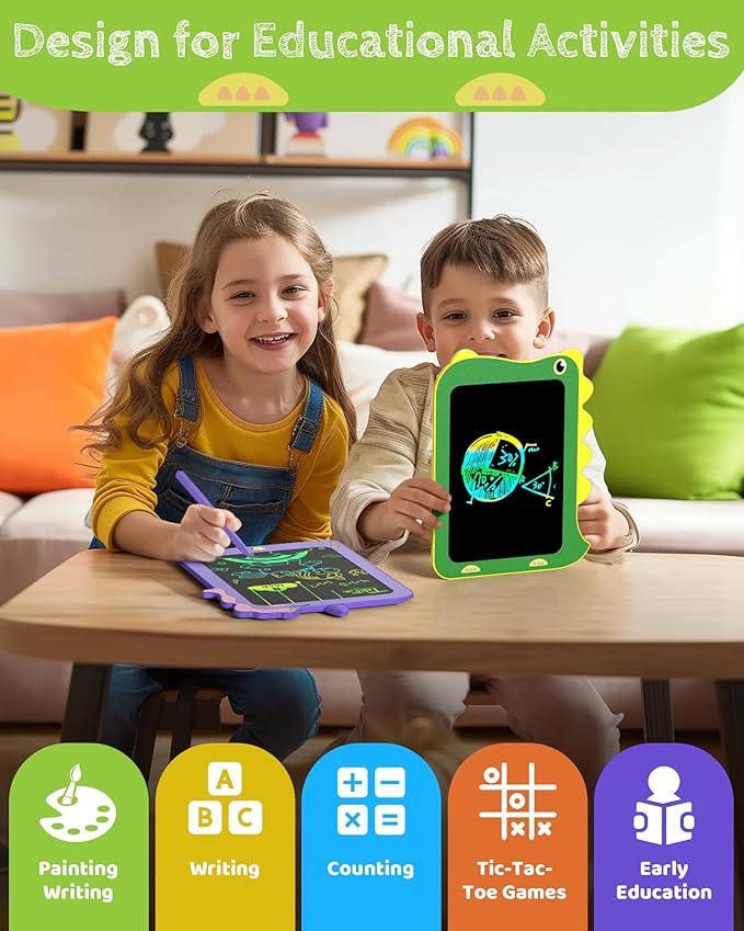 TEKFUN LCD Writing Tablet for Kids, Doodle Board Drawing Pad, Dinosaur Toys for Kids, Travel Toys for 3 4 5 6 Year Old Boys Girls, Easter Birthday Christmas Gifts (8.5in Green)