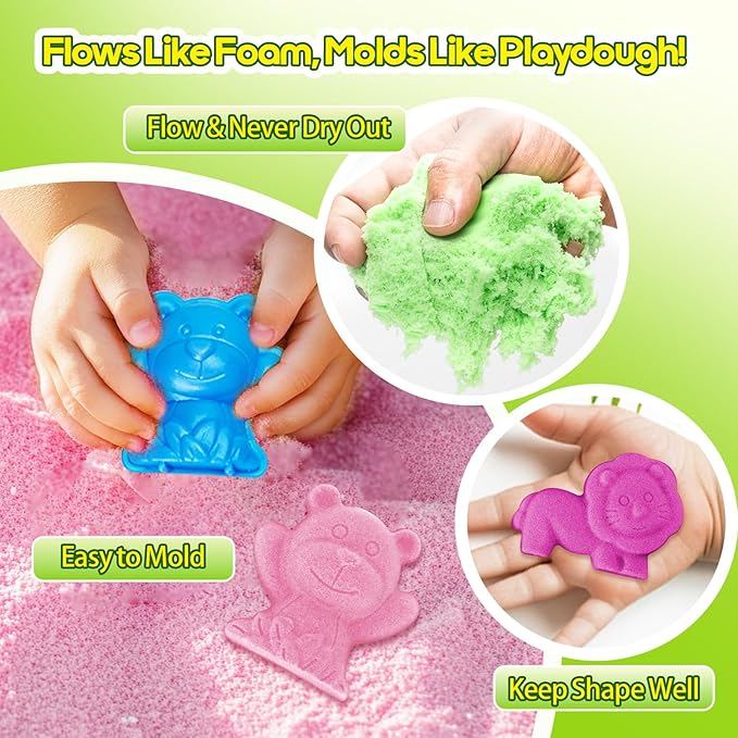 Flower Garden Sensory Bin Toys for Toddlers Kids Age 3-6, 51 PCS Garden Building Blocks, 2.2lbs Sensory Play Sand, 10 Sandbox Toys, Garden Play Set, Preschool Learning Toys Gifts for Boys Girls