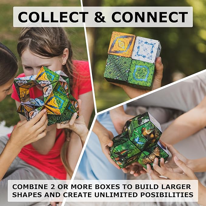 SHASHIBO Shape Shifting Box - Award-Winning Fidget Toy w/ 36 Rare Earth Magnets - Fidget Cube Transforms Into Over 70 Shapes, Sensory Toy Gift for Kids, Teens, and Adults (Wild Series - Arctic)