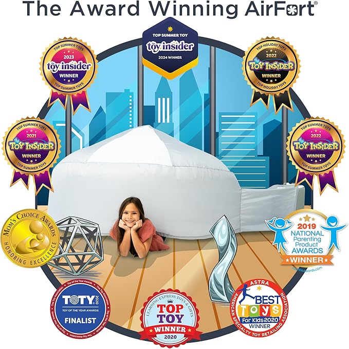 The Original Patented AirFort - Build A Fort in 30 Seconds, Inflatable Fort for Kids, Play Tent for 3-14 Years, A Playhouse Where Imagination Runs Wild, Fan not Included (Mod About Gray)