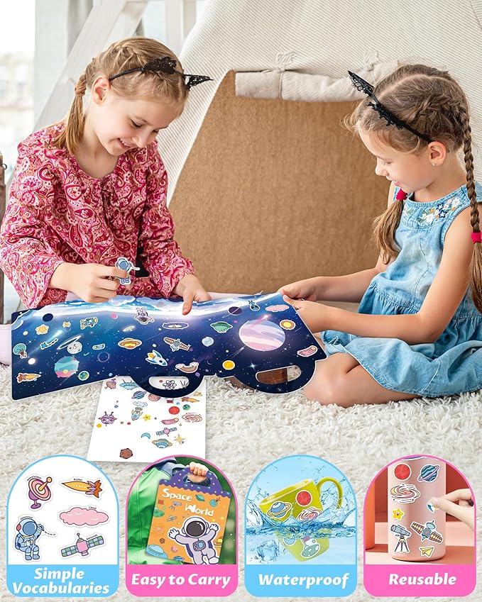 Reusable Sticker Book for Toddlers 2-4 Years, Stickers for Kids, Toddler Craft Activities, Toddler Travel Toys Ages 2+ Boy Girl Birthday Gifts