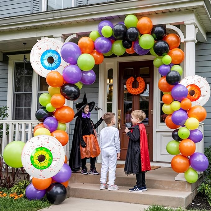 Halloween Foil Balloons Orange Green Blue Eye, 6 Pcs Large Eye Giant 4D Round Balloons, 22 Inch Big Round Foil Balloon Halloween Party Decorations for Adults Kids