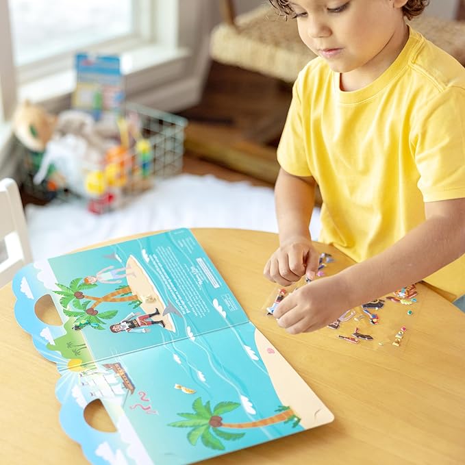 Melissa & Doug Puffy Sticker Activity Books Set of 3 – Safari, Pirate &On The Farm, with Reusable Stickers and Fold-Out Scenes, Mess Free Play Set & Travel Toys for Kids Ages 4+