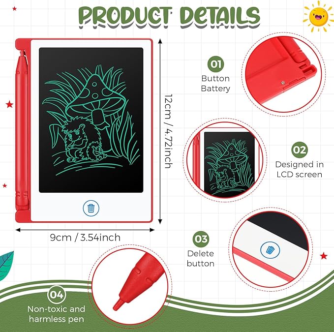Zhehao 24 Pieces LCD Writing Tablet Bulk Kids Mini Drawing Pad 4.5 Inch Electronic Doodle Board Kids Party Favor Classroom Gift(White)