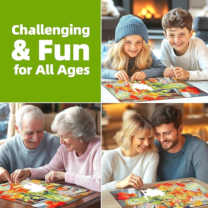500 Piece Jigsaw Puzzle for Adults Orange Floral Art Premium 15"x23" Beautiful Flowers Large Piece Puzzle with Books Tomatoes Still Life Challenging Gift for Women, Men, Puzzle Lovers