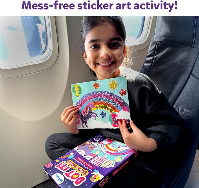 Skillmatics Dot It Art - Unicorns & Princesses, 500+ Sparkly Stickers, Mess-Free Fun for Kids, Stocking Stuffers, DIY Scrapbooking Craft Kits, Travel Toys, Christmas Gifts for Ages 3, 4, 5, 6, 7
