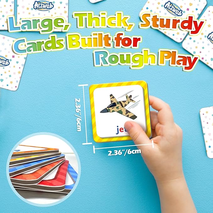 Aizweb CVC Word Match Game - 60 Pc Toddler Card Games for Kids Ages 3-6, Phonics Flash Cards for Preschool & Kindergarten Learning Activities, Educational Toys for Home School Supplies