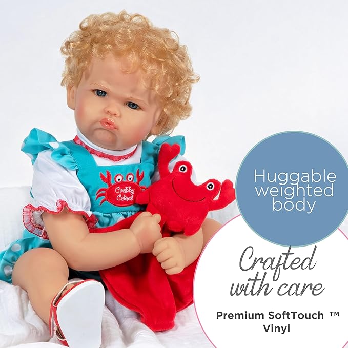 Paradise Galleries 22 Inch Realistic Reborn Baby Girl Doll in Crabby Outfit with Soft Lovie Blanket and Accessories Giftable Set – Crabby Cakes