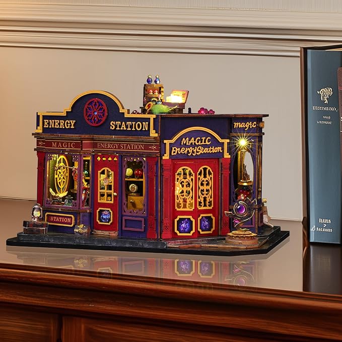 Miniature House Kit, Tiny House Kit with Light, DIY Mini House Building Kits for Adults to Building, Unique Gift for Birthday Christmas, Magic Station