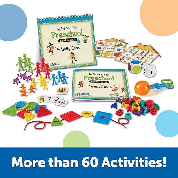Learning Resources All Ready for Preschool Readiness Kit - 60 Activities Set, Ages 3+, Kindergartner Preparation Kit, Preschool Homeschool, Preschool Curriculum Kit