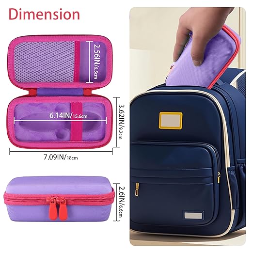 co2CREA Hard Case for 3Doodler Start+ Essentials (2024) 3D Pen Set - Storage Organizer with Custom Slots for Art Activity Set, Printing Filament Refill and USB Charger, Purple Case + Rose Red Zipper