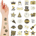 Landhoow 240 Pcs 2026 Happy New Year Tattoos Temporary Stickers Glitter New Year's Eve Face Tattoos Cool Body Sticker 2026 Themed Party Costume Accessory Tattoo Party Favor