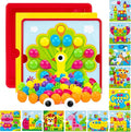 Button Art Toys for Toddlers Ages 3-5, Early Learning Educational Toys, Color Matching Mosaic Pegboard, Fine Motor Skills Game, Preschool Learning Crafts Activity Gifts for Boys & Girls 3+