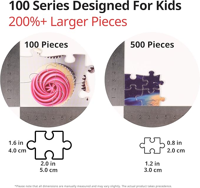 100 Pieces Jigsaw Puzzles, Large Pieces, Puzzles for Beginners, Easy Puzzles for Kids and Seniors, Family Game Nights, Finish Size 15.7 x 11.8 in (The Cute Cars)