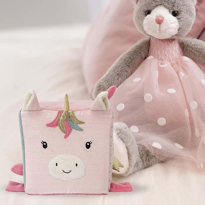 MON AMI Unicorn Activity Cube for Toddlers – 5.5x5.5x5.5”, Montessori Toys for Babies & Toddlers, Sensory Interactive Learning Toys