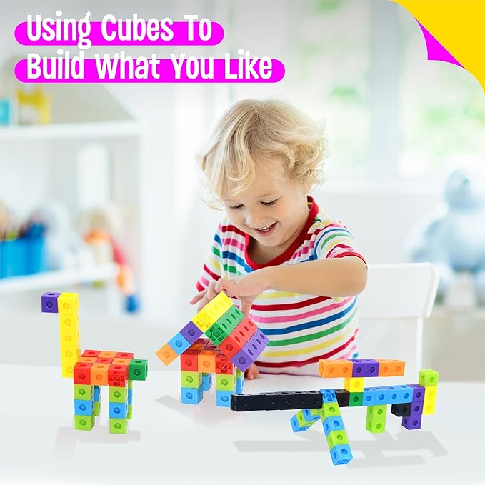 SpriteGru 300PCS Math Linking Cubes, Math Cubes Manipulative Connecting and Counting Snap Blocks for Early Math and Construction, Educational Toy for Preschool, Kindergarten, Homeschool