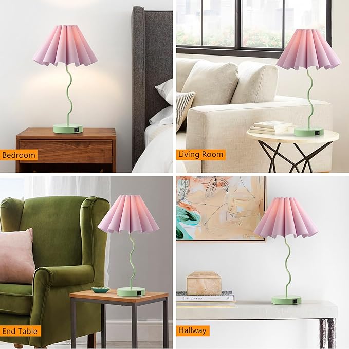 Table Lamps for Bedroom Modern Single Table Lamp for Night Stands Beside Lamps Living Room End Table Lamp (Green)