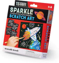 Crocodile Creek Space Sparkle Scratch Art for Kids - 16-Sheet Scratch Art Set with 10 Themed Sheets, 5 Blank Sheets, Stencil, and Stylus - Thoughtful Stocking Stuffers, Gifts, Art Supplies for Kids