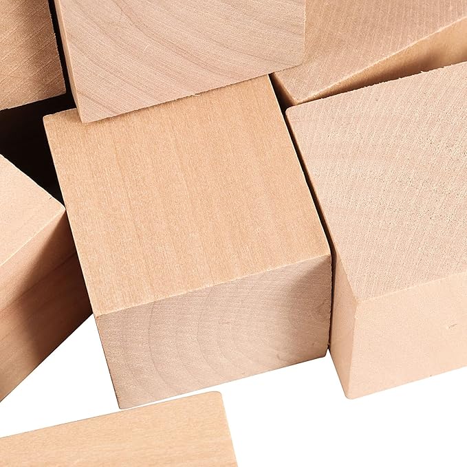 ZOENHOU 60 PCS 1.5 Inch Wooden Blocks, Premium Natural Solid Wood Cube Unfinished Wooden Block Set for Painting Decorating Making Crafting DIY