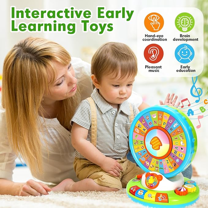 Learning Toy for Kids 1 2 3 Year Old Boys Girls, Spin and Sing Alphabet Zoo with Sounds, Interactive Educational Toys for Toddler 2-3, First Christmas 1st Birthday Gifts Toy