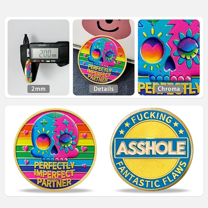 AtSKnSK Memento Mori Coin Momento Mori Coin Skull Coin Stoic Gifts Memento Mori Calendar Living Memento Mori Amor Fati Coin (Rainbow Skull Flower)