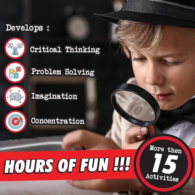 Spy Kit for Kids Detective Fingerprint Toys for 6 7 8 9 10 11 12 Year Old Boys Girls Secret Agent Investigation Science Set