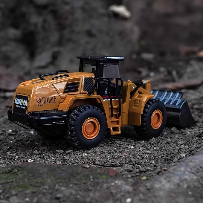 Gemini&Genius Wheeled Loader Heavy Duty Construction Site Vehicle Toys 1:60 Scale Diecast Bulldozer Engineering Shovel Dump Truck Collectible Alloy Model Toys for Kids and Decoration for House