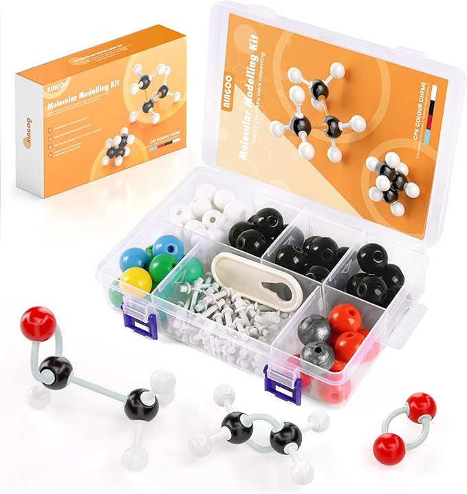 Organic Chemistry Model Kit-124 PCS,Portable Molecular Model Kit for Chemistry Classes,Atomic Element Model Set for Organic＆Inorganic Learning,Supply to Students ＆ Teachers