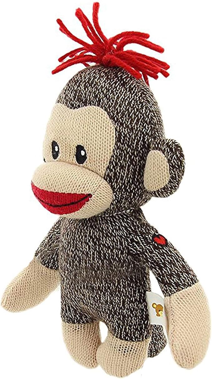 Plushland Original Curioso Brown Sock Monkey, Hand Knitted, Stuffed Animal Toy Gift-for Kids, Babies, Teens, Girls and Boys Baby Doll Present Puppet 6 Inches